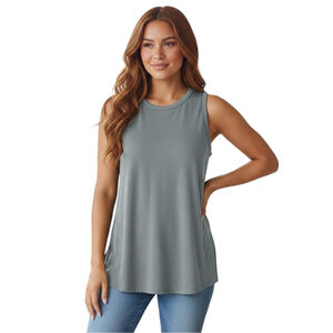 SheBird Slate Blue Shelf Bra Performance Tank M/L Athleisure Top